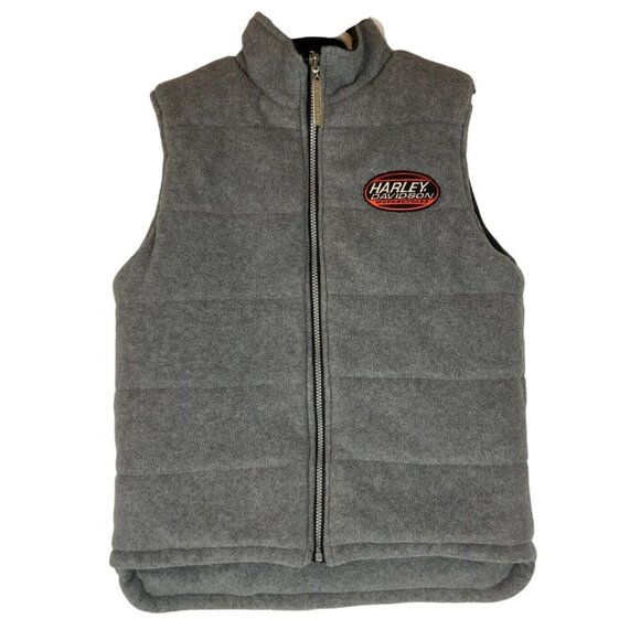 Harley-Davidson Womens Reversible Insulated Vest Size M Gray/Black Embroidered - Picture 2 of 10